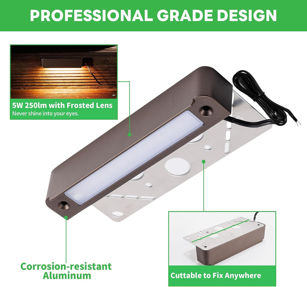 Smart Hardscape Lighting RGBCW, 5W LED App Control Deck Step Lights Outdoor, IP65 Waterproof 12V Low Voltage Aluminum ORB for Landscape Retaining Wall Paver 6 Pack