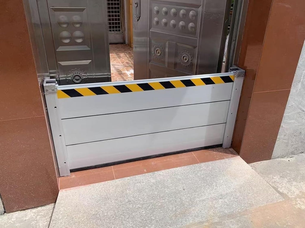 Garage Driveway Weather Water Barrier Indoor Outside Mount, Door Flood Barrier Shield Tall 40 60 80 100 CM, Aluminum Threshold Water Blocker(Silver-H 31.5in(80cm),L 2ft(61cm))