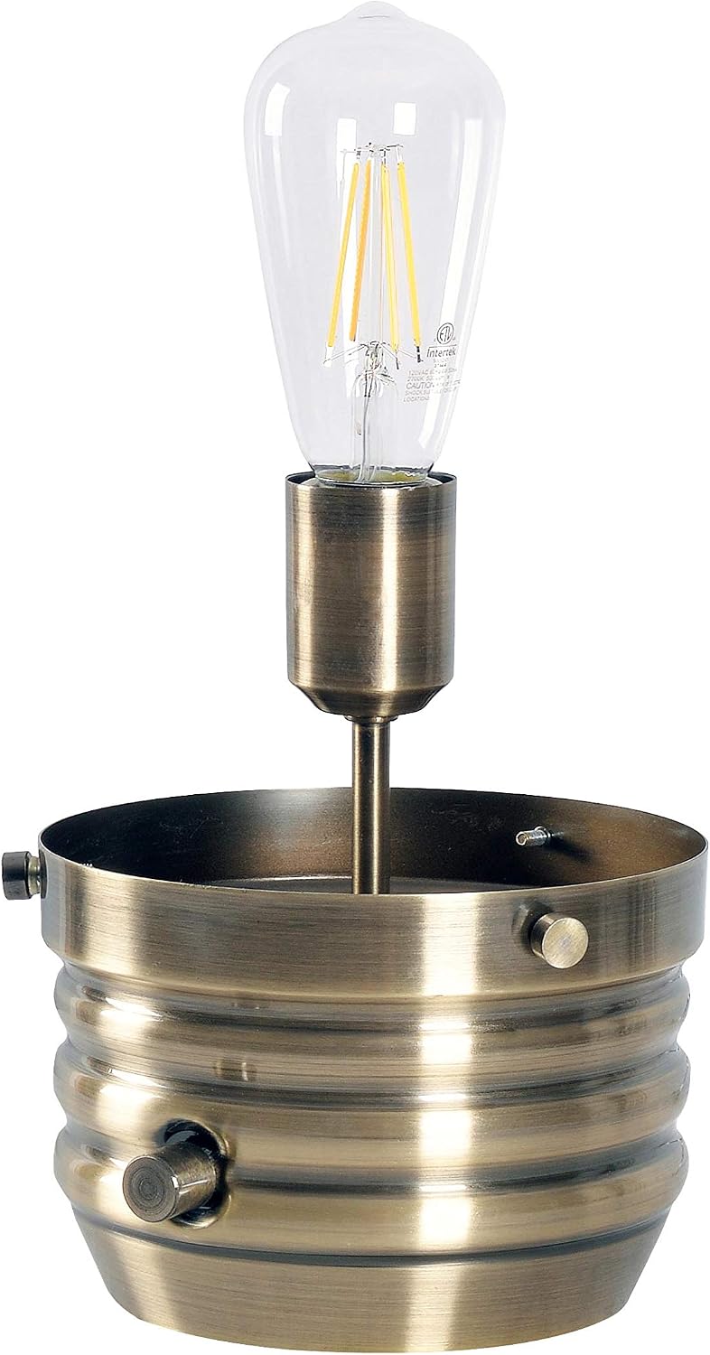 Kenroy Home 32462AB Edison Table Lamp with Antique Brass Finish, Rustic Style, 18' Height, 11.438' Width, 11.438' Depth
