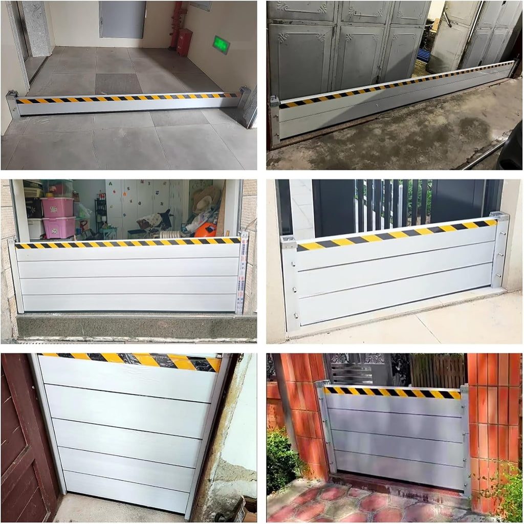 Outside Flood Barriers Shield for Driveway/Garden/Front Doors, Reusable Garage Door Anti-flood Wall Threshold Kit, Detachable Aluminum Baffle Temporary Dams, 3ft 5ft 8ft 10ft 17feet 20ft Long(Color:H