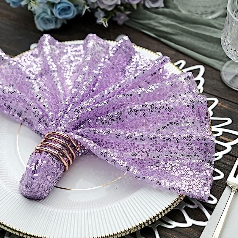 50 pcs 20-Inch Lavender Sequins Napkins - for Wedding Party Restaurant Holiday Dinner