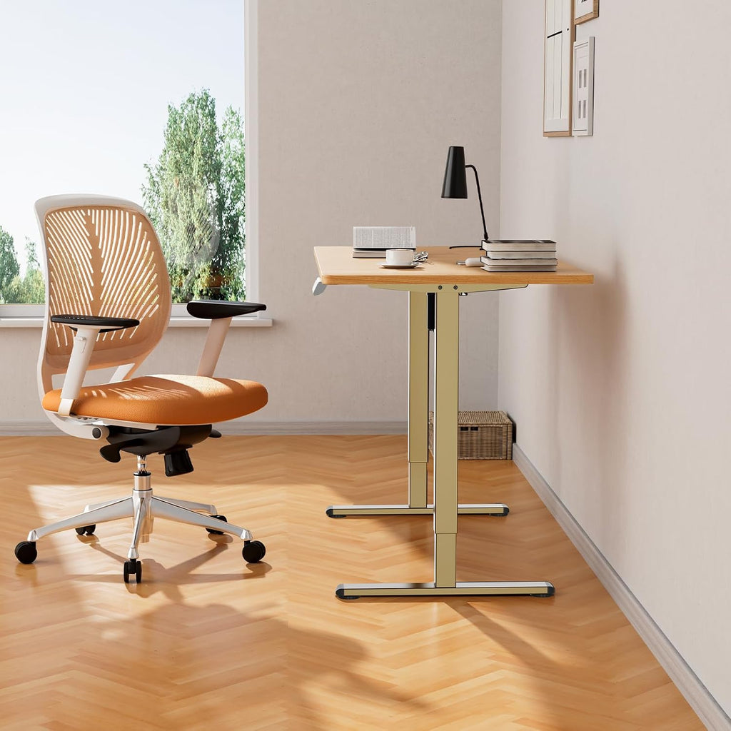 ErGear Electric Stand up Desk Frame,4 Memory Height Settings Height Adjustable Table Legs, Sit Stand Desk Frame Up to 47.2', Ergonomic Standing Desk Base Workstation, Gold Frame Only