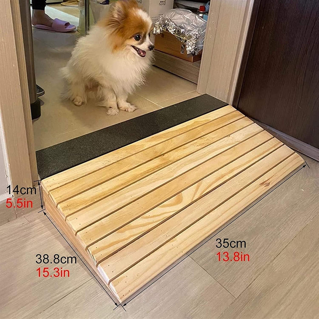 Portable Wooden Threshold Ramps, Wheelchairs Scooters Bicycles Barrier Free Access, for Home/Hotel Stairs Entrance Doorway(35x38.8x14cm)