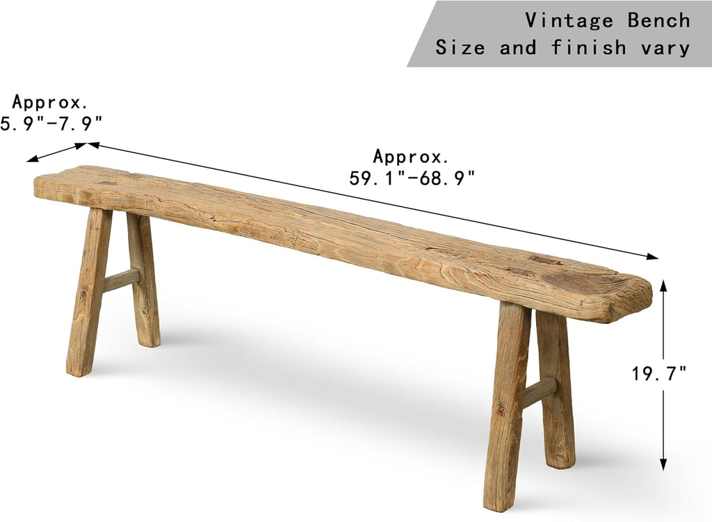 Artissance 20' H Vintage Noodle Bench 5-5.5ft Long Weathered Natural (Size and Finish Vary)
