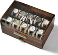 Shanik Wooden Watch Box with Drawer & Glass Lid – Acacia Wood Valet Tray Organizer for Men, Minimalist Nightstand Storage, Engraved Daily Watch Display Case, Personalized Gift for Him, Father's Day