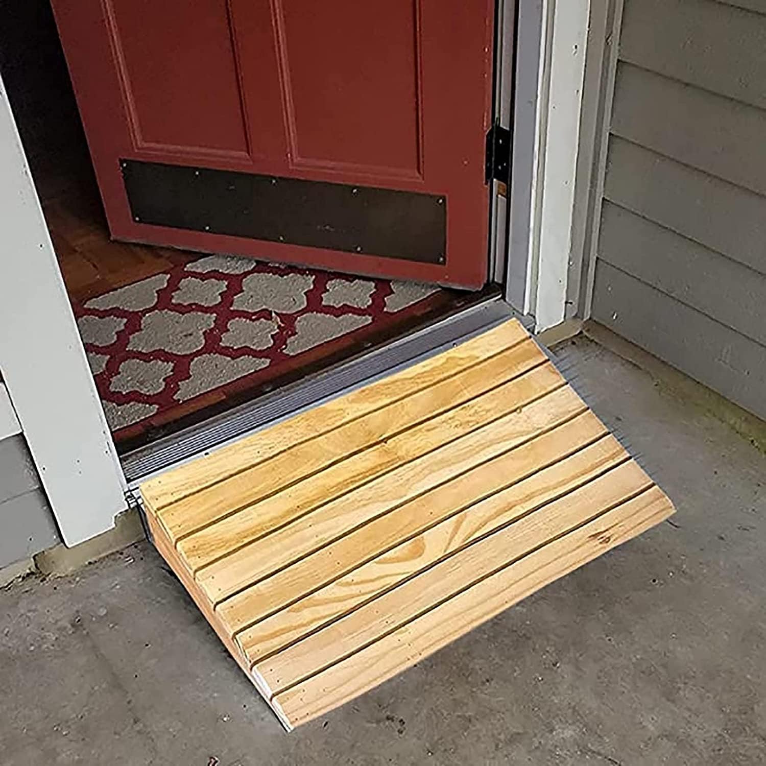 Wooden Threshold Transition Ramp for Walkers Motorcycle, Outdoor Step Stairs Doorway Ramp, Non Slip Curb Ramp (Size : 60x50x20cm/23.6x19.7x8in)