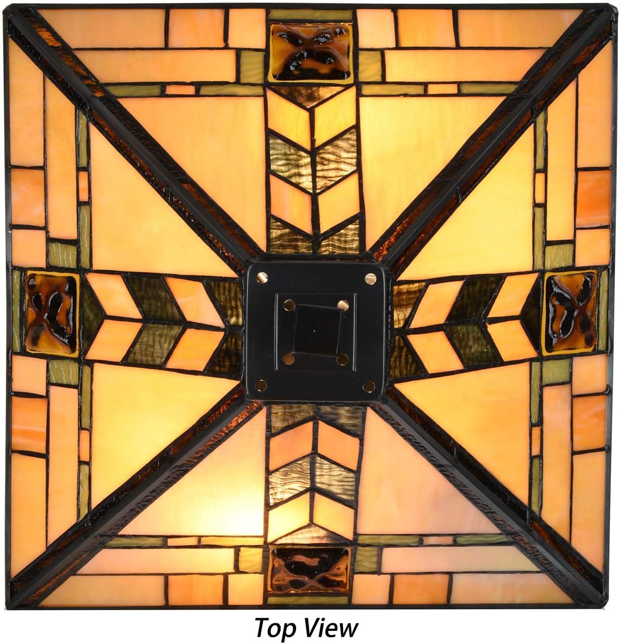 Bieye L10797 Mission Tiffany Style Stained Glass Table Lamp for Living Room Bedside Home Decoration, 20' W x 24' H