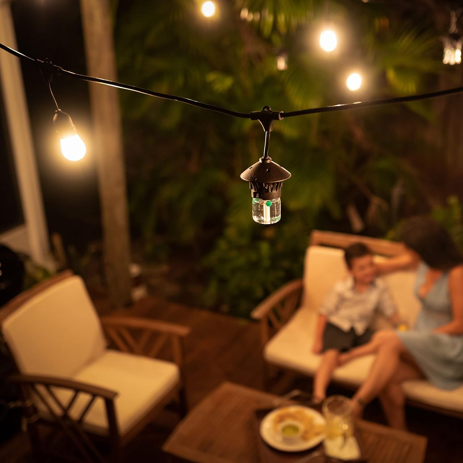 TIKI BiteFighter Outdoor LED Weatherproof Proven Mosquito Repellent String Lights 36 Ft, Includes 3 Replaceable Repellent Pods