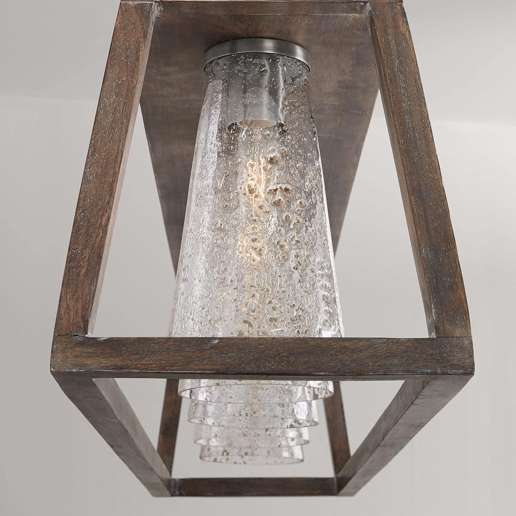 Capital Lighting 840551HN-504 Connor Unique Mango Wood & Glass Seeding Island Chandelier/Linear Pendant, 5-Light 300 Total Watts, 14' H x 50' W, Black Wash/Matte Nickel