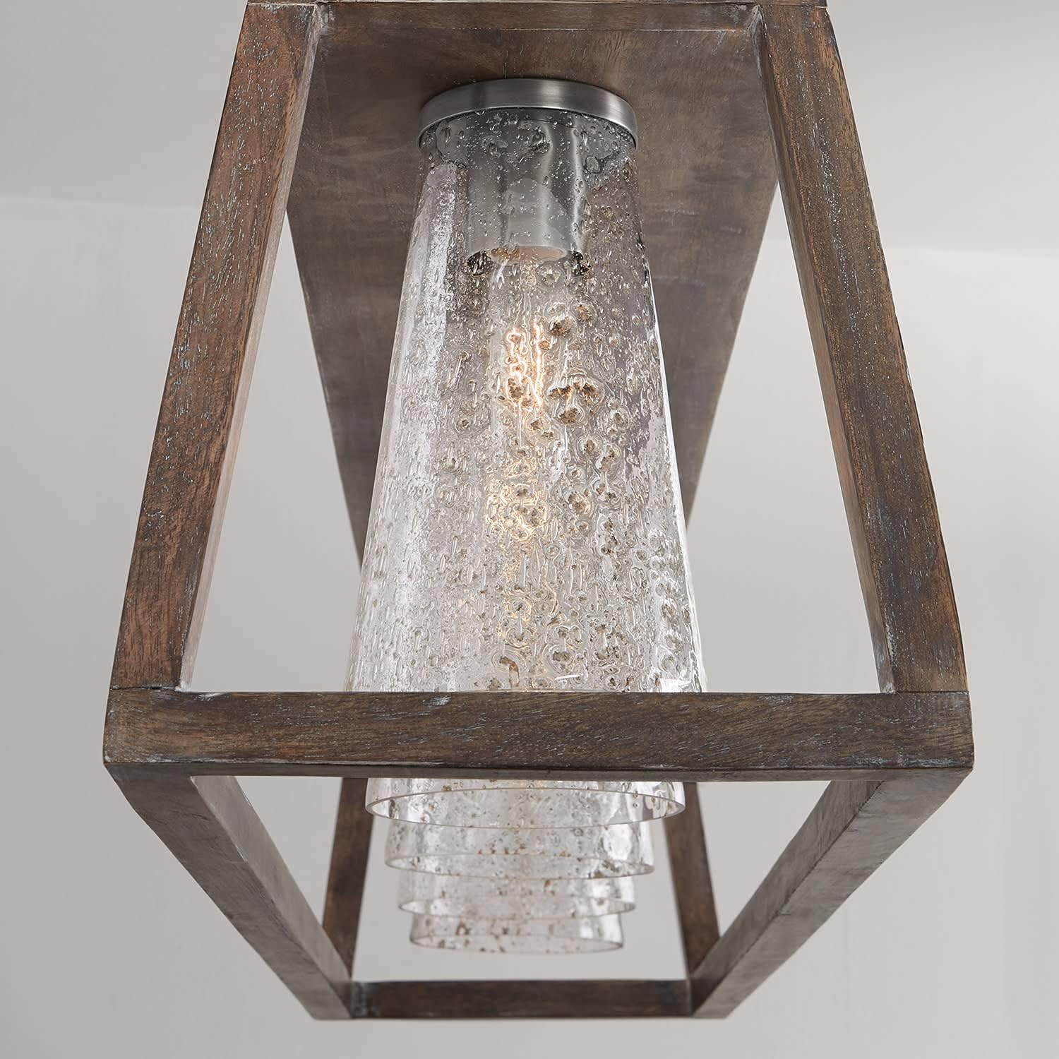 Capital Lighting 840551HN-504 Connor Unique Mango Wood & Glass Seeding Island Chandelier/Linear Pendant, 5-Light 300 Total Watts, 14' H x 50' W, Black Wash/Matte Nickel