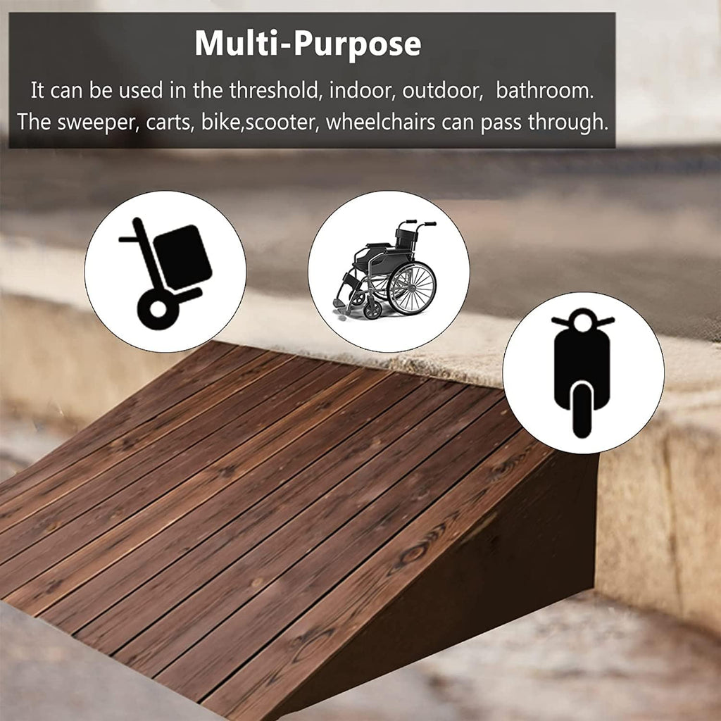 Threshold Ramp Wood, Wheelchairs Ramps for Steps Stairs Curbs Doorways, Non-Skid Surface Rv Driveway Ramp (Size : 90x50x10cm (35.4x19.7x4))