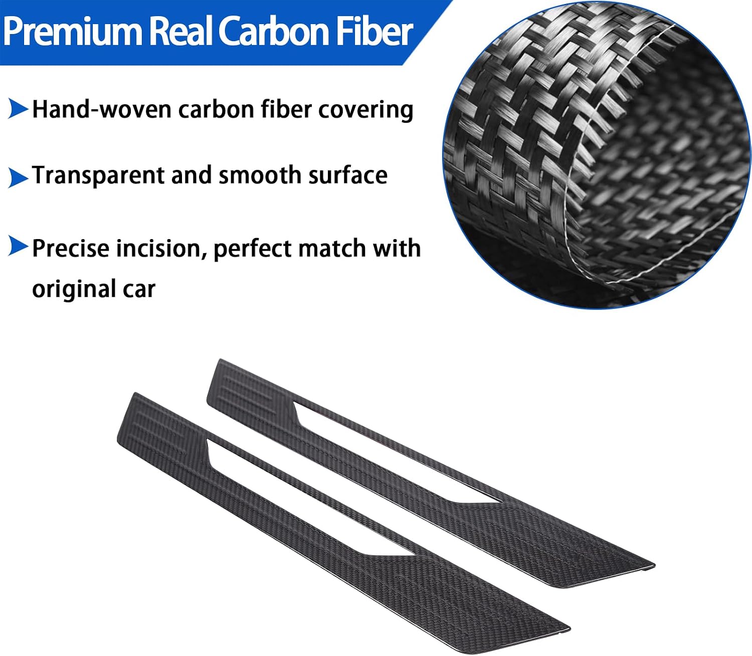 Real Carbon Fiber Door Sill Protectors Compatible with Chevrolet Corvette C8 2020-2026, Door Sill Guard Trim Cover, Threshold Strip Door Entry Guard Decorative Strip 2Pcs (Black)