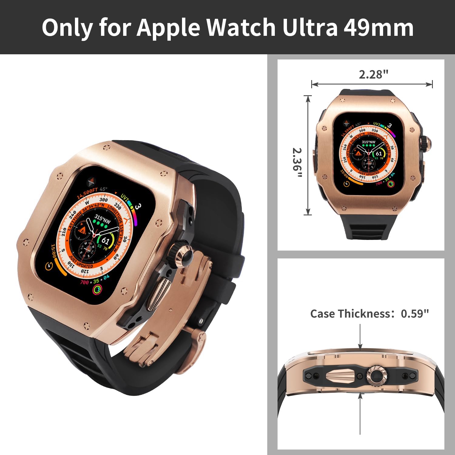 316L Stainless Steel Case with Band for Apple Watch Ultra 3/2/1 49mm, Series 11/10 46mm, Luxury Rugged Military Protective Metal Cover Tactical Heavy Duty Protection Strap
