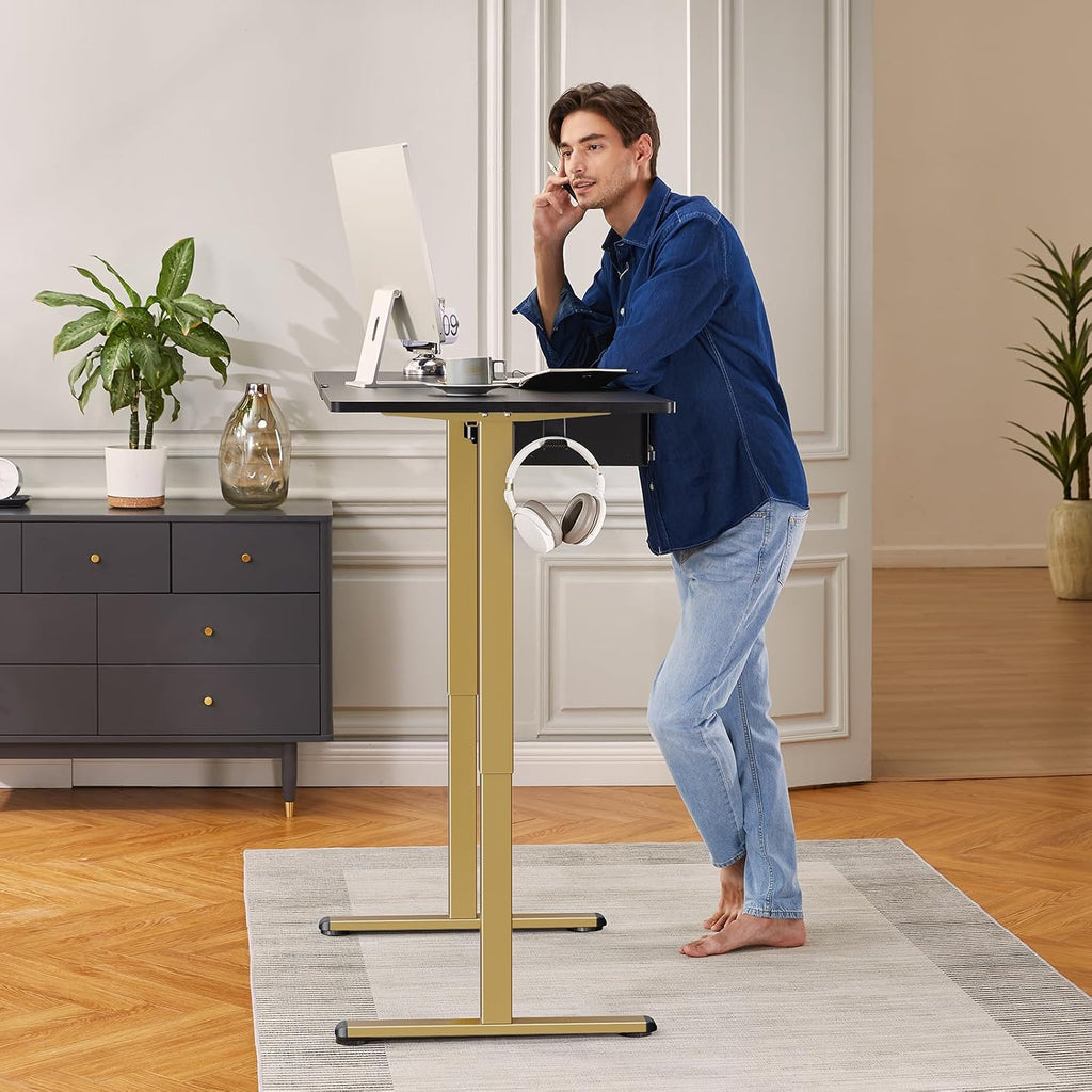 ErGear Electric Stand up Desk Frame,4 Memory Height Settings Height Adjustable Table Legs, Sit Stand Desk Frame Up to 47.2', Ergonomic Standing Desk Base Workstation, Gold Frame Only