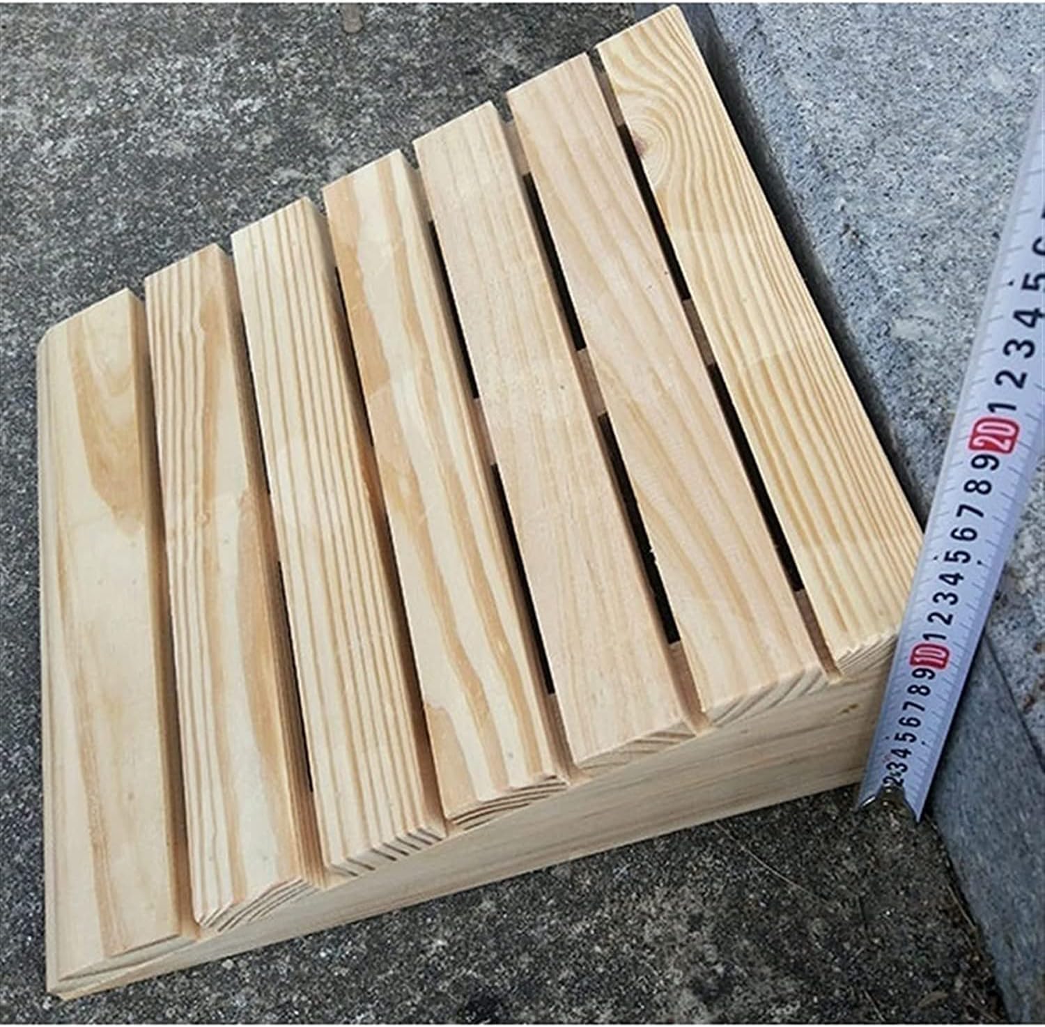 Wooden Threshold Transition Ramp for Walkers Motorcycle, Outdoor Step Stairs Doorway Ramp, Non Slip Curb Ramp (Size : 70x45x18cm/27.6x17.7x7in)