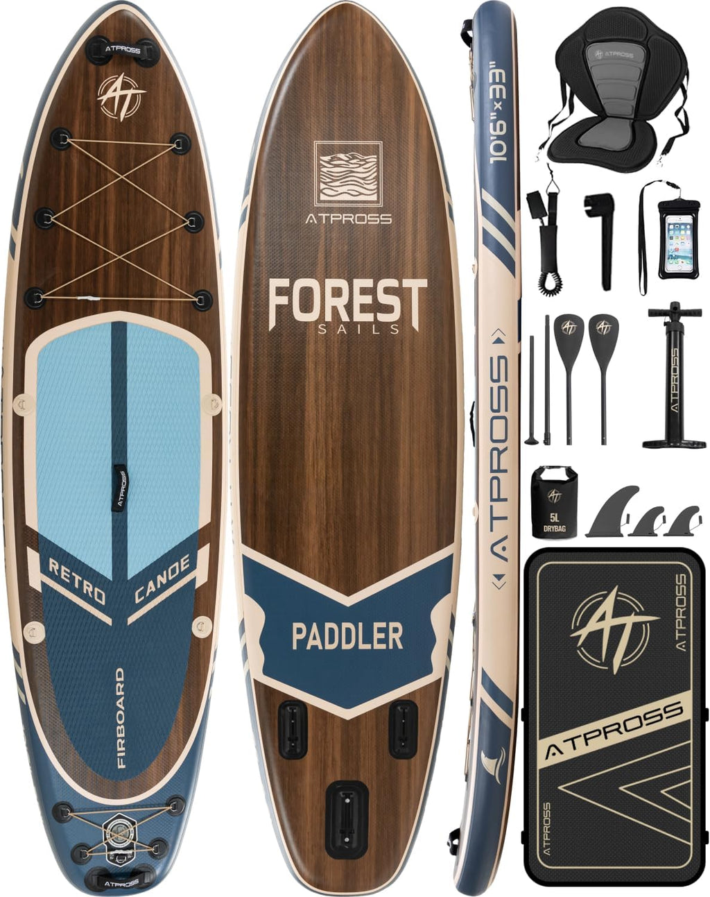 10'6''x33''Inflatable Stand Up Paddle Board, 400lbs Extra Wide Stand Up Paddleboard with Kayak Seat, Anti-Slip EVA Deck Premium SUP Accessories Kit, Non-Slip Stable Deck Boat