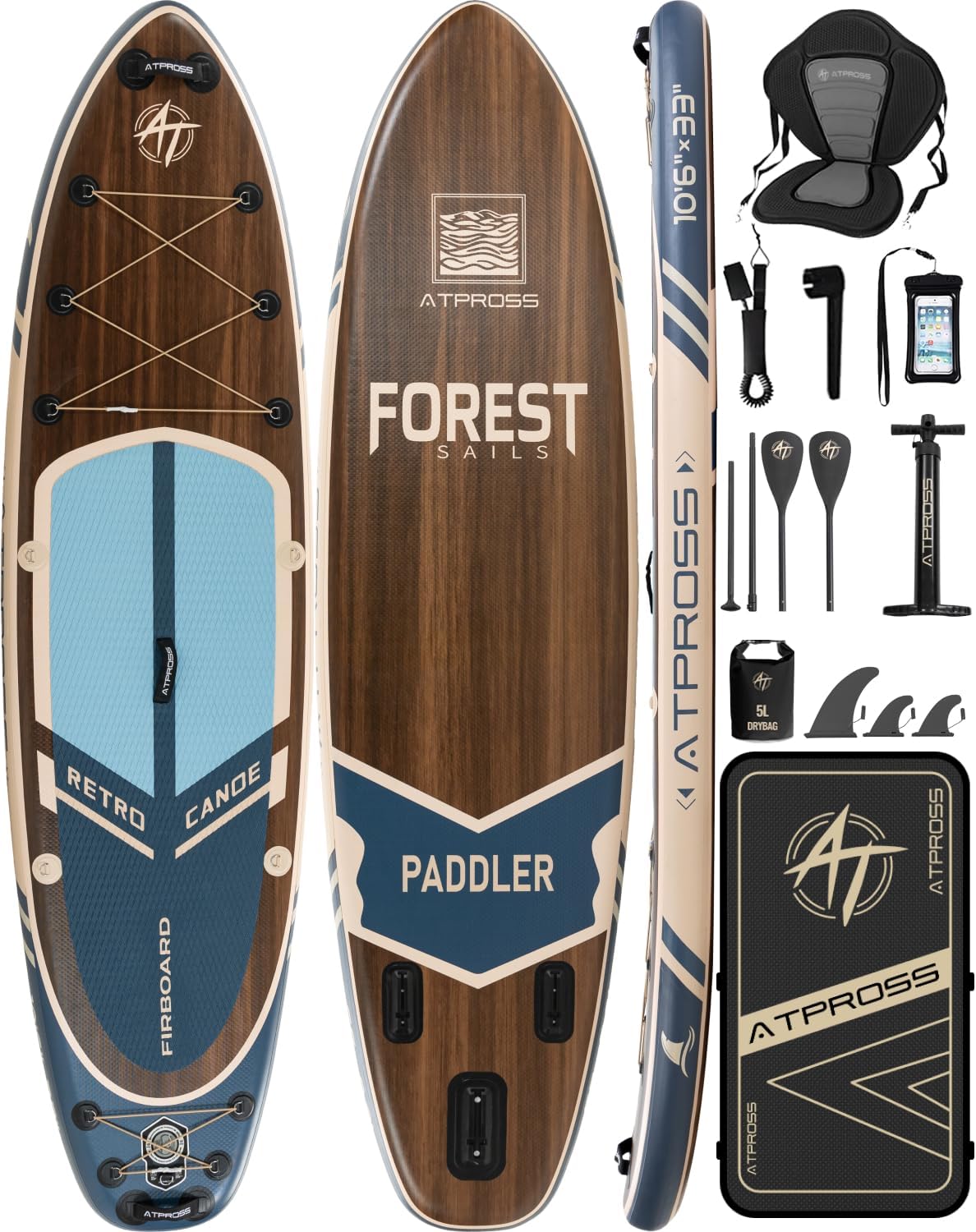 10'6''x33''Inflatable Stand Up Paddle Board, 400lbs Extra Wide Stand Up Paddleboard with Kayak Seat, Anti-Slip EVA Deck Premium SUP Accessories Kit, Non-Slip Stable Deck Boat