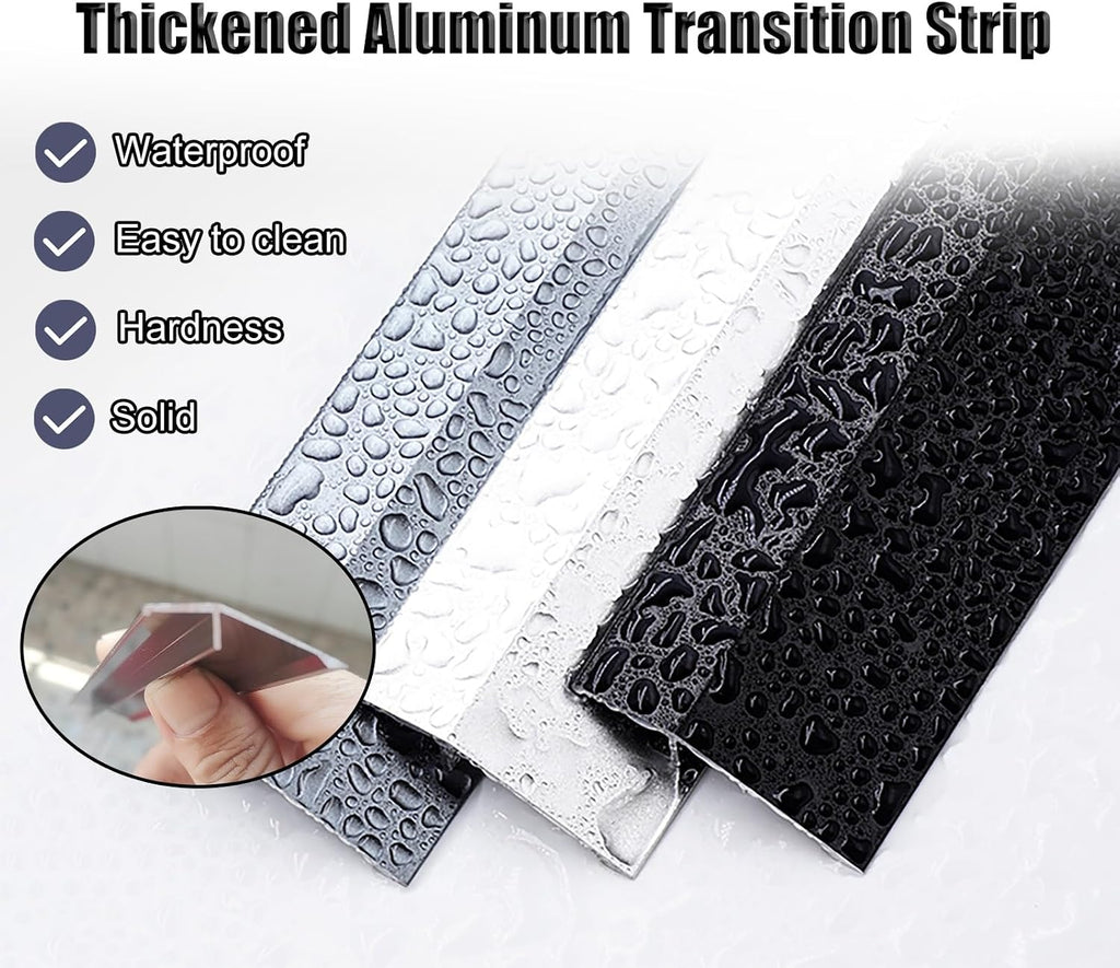 Vibeo Threshold Strip 90 100 110 120 130 140 150 Cm Long Uneven Floor Transition Strip, Aluminum Door Threshold Strips for High Drop, Anti Slip Edging Trim Bar(Black,120cm(47 1/4'))