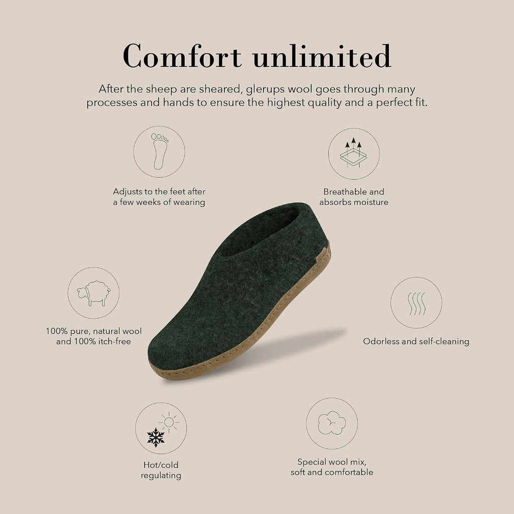 Glerups 100% quality wool mix Shoe Slipper with leather sole - Unisex