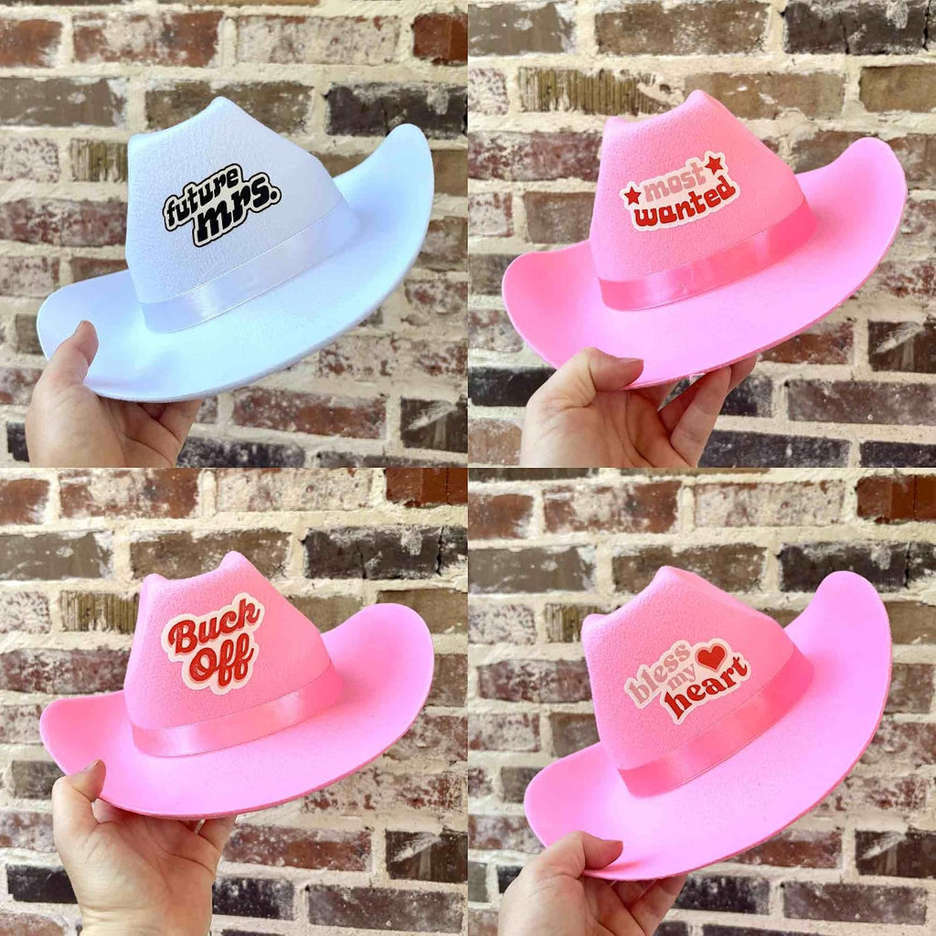 Cowboy Hats Fun Phrases | Cowgirl Cosplay Novelty Bulk Costume | Bridal Girl Trip Bridesmaid Gift Goodie Bag Favor