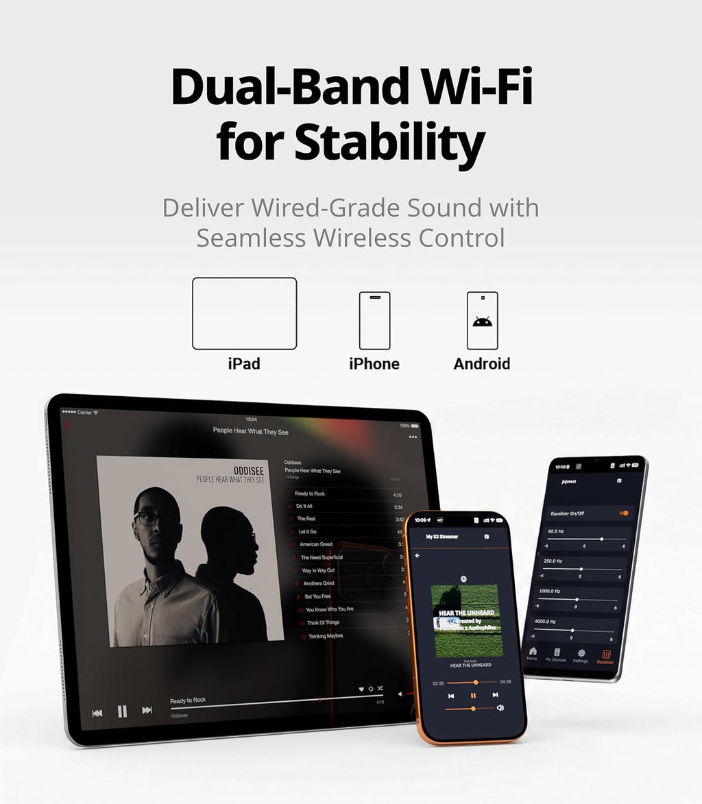 Fosi Audio S3 HiFi Music Streamer DAC Preamp, AK4493SEQ DAC Wi-Fi 6 Bluetooth 5.3, Digital Transport with XLR Balanced/Optical/Sub Out/HDMI eARC, AirPlay 2 Spotify Connect Tidal, 5-Band EQ