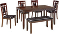 Signature Design by Ashley Bennox 6 Piece Dining Set with Upholstered Bench, Table & 4 Upholstered Chairs, Seats 6, Wood, Brown