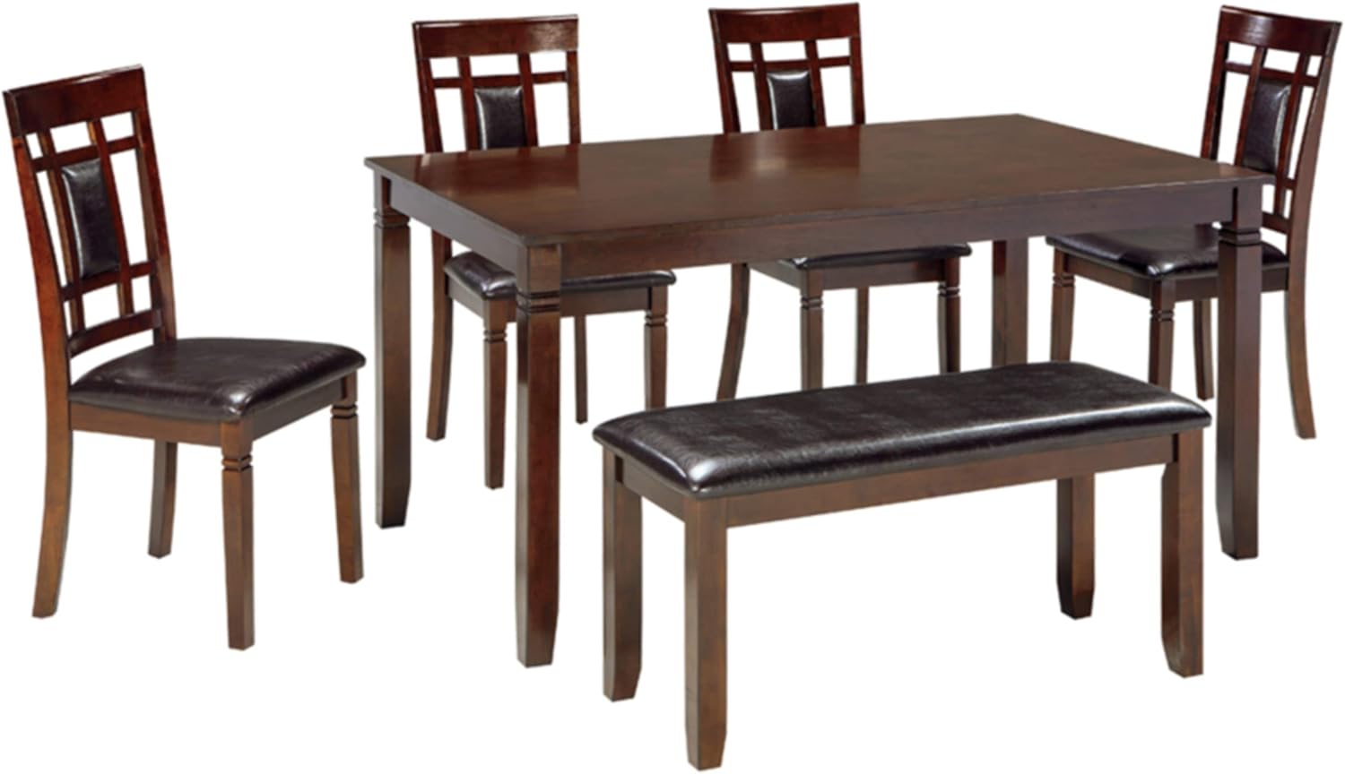 Signature Design by Ashley Bennox 6 Piece Dining Set with Upholstered Bench, Table & 4 Upholstered Chairs, Seats 6, Wood, Brown