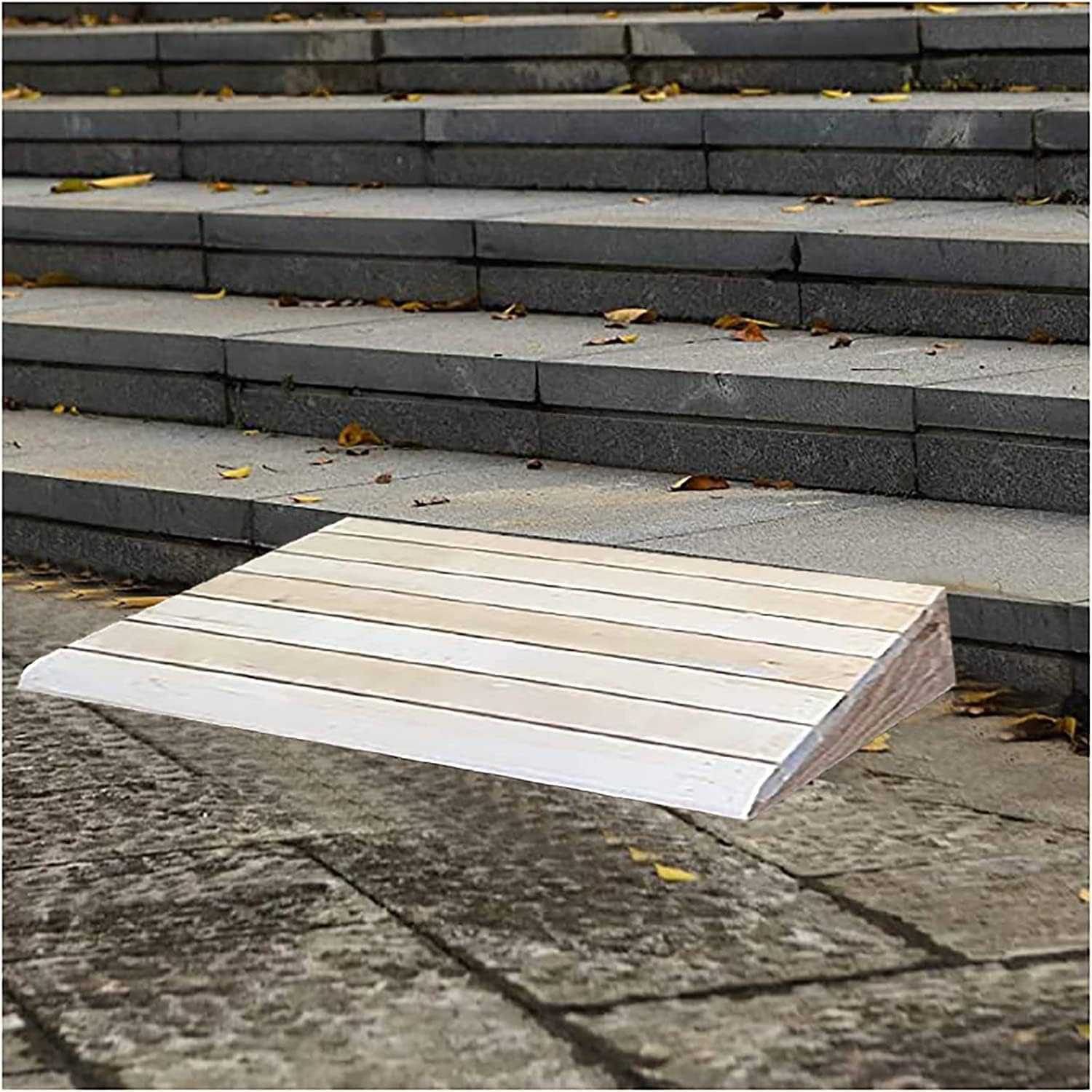 Wooden Threshold Transition Ramp for Walkers Motorcycle, Outdoor Step Stairs Doorway Ramp, Non Slip Curb Ramp (Size : 70x38.8x15cm/27.6x15.3x6in)