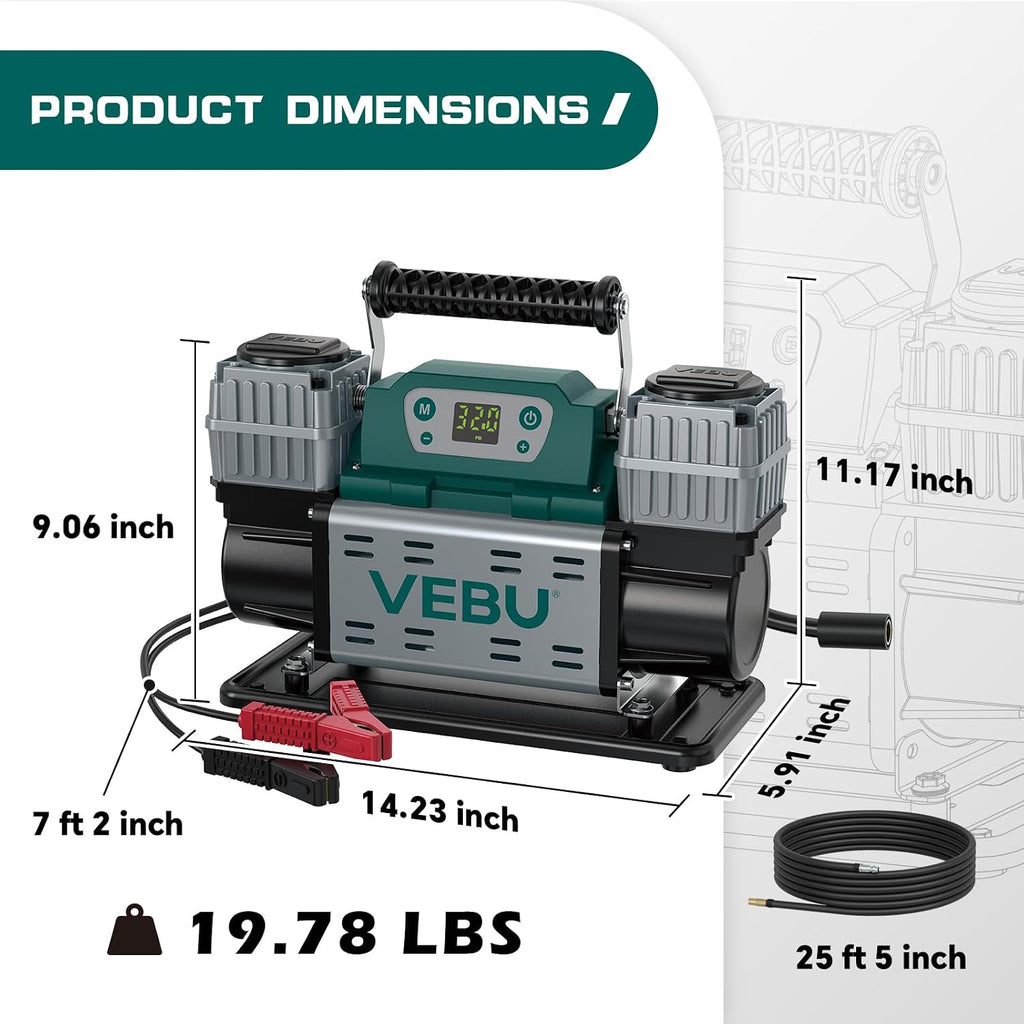‌Off-road Air Compressor 12V Tire Inflator, 150PSI with Auto Shut Off, Digital Display & Preset, 10.6CFM Fast Inflation for Off-road Vehicles, Trucks, SUVs, RVs, ATVs