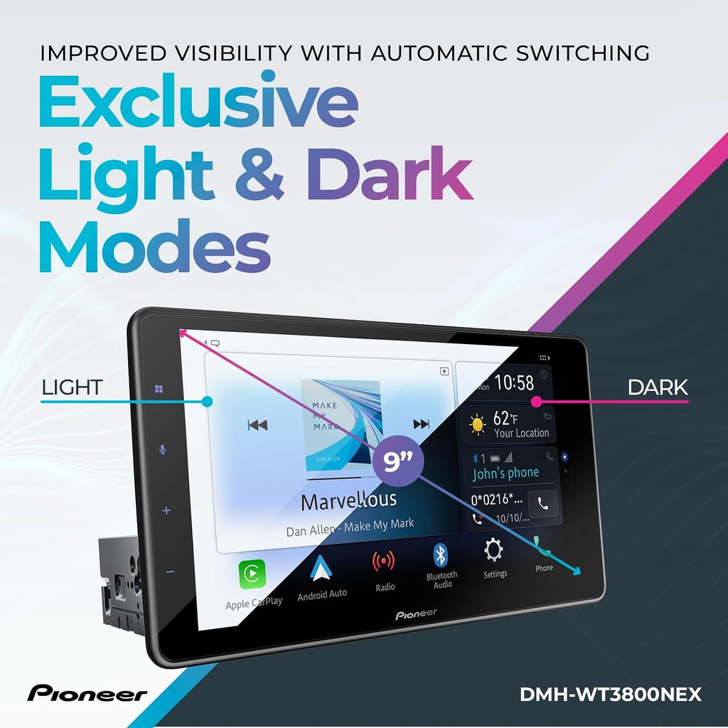 Pioneer DMH-WT3800NEX 9' Capacitive Touchscreen, Floating Display – Wireless & Wired Apple CarPlay & Android Auto, Amazon Alexa, Bluetooth, FLAC, Backup Camera, HD Radio