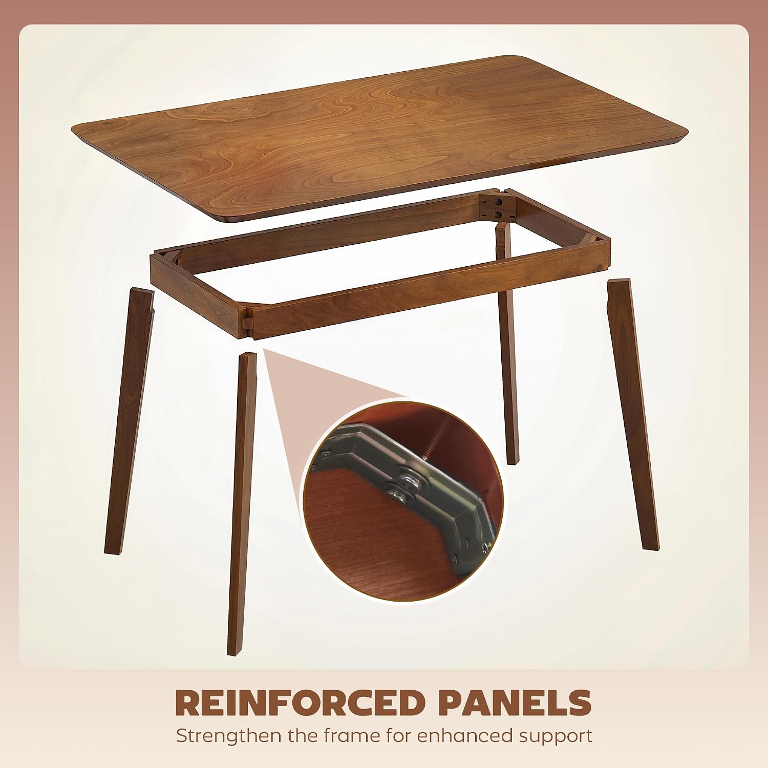 HOMCOM 47' Mid-Century Modern Dining Table for 4, Rectangular Kitchen Table with Wood Grain Finish, Tapered Legs, Wood Frame for Small Spaces, Dining Room, Apartment, Easy to Assemble, Walnut