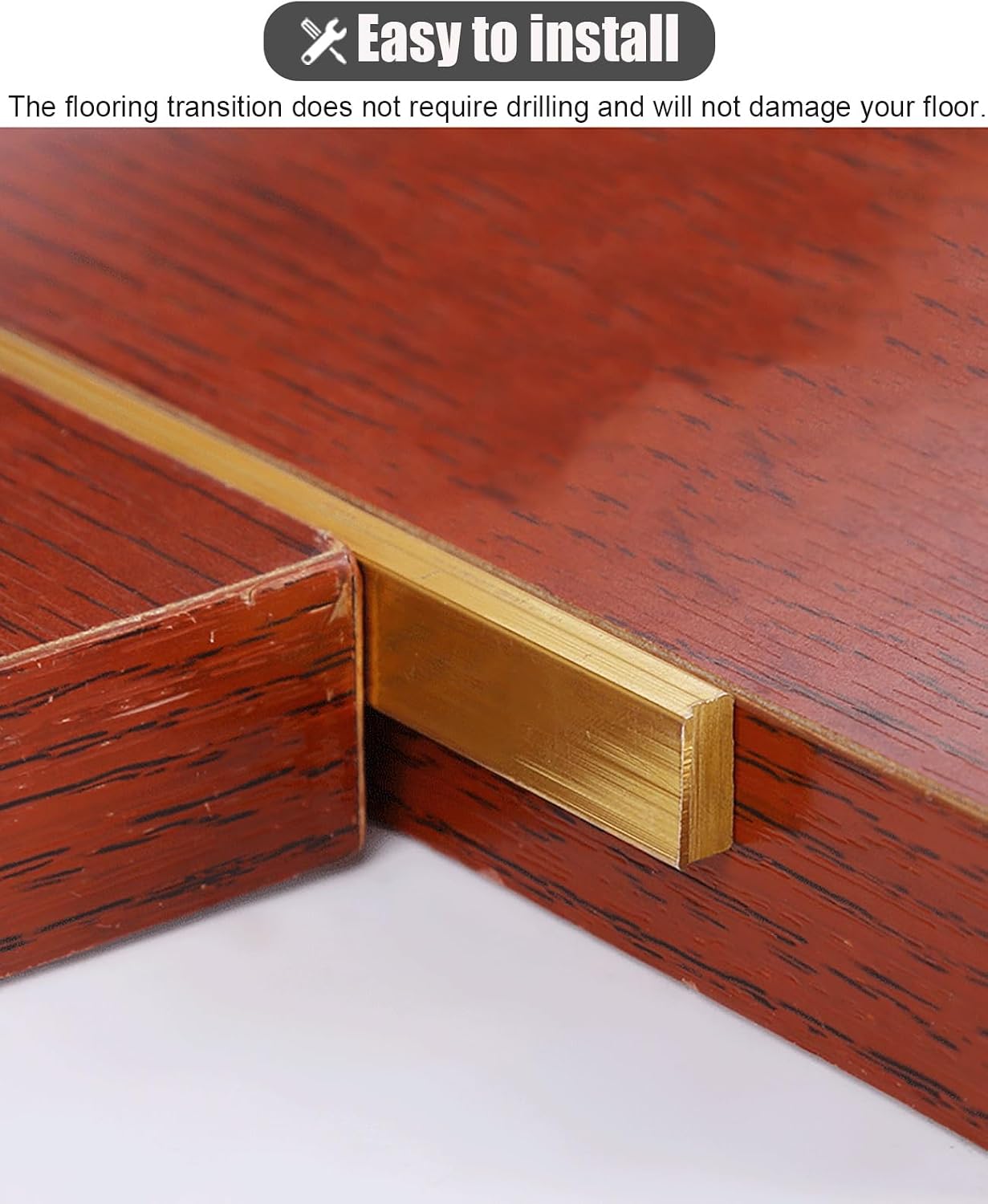Floor Transition Strip Solid Brass Door Threshold Strips 1m, Flat Flooring Gap Cover Wood to Tile, Doorways Floor Joining Bar, Transition Edge Trim Strip,3mmx15mm(1/8' x5/8')