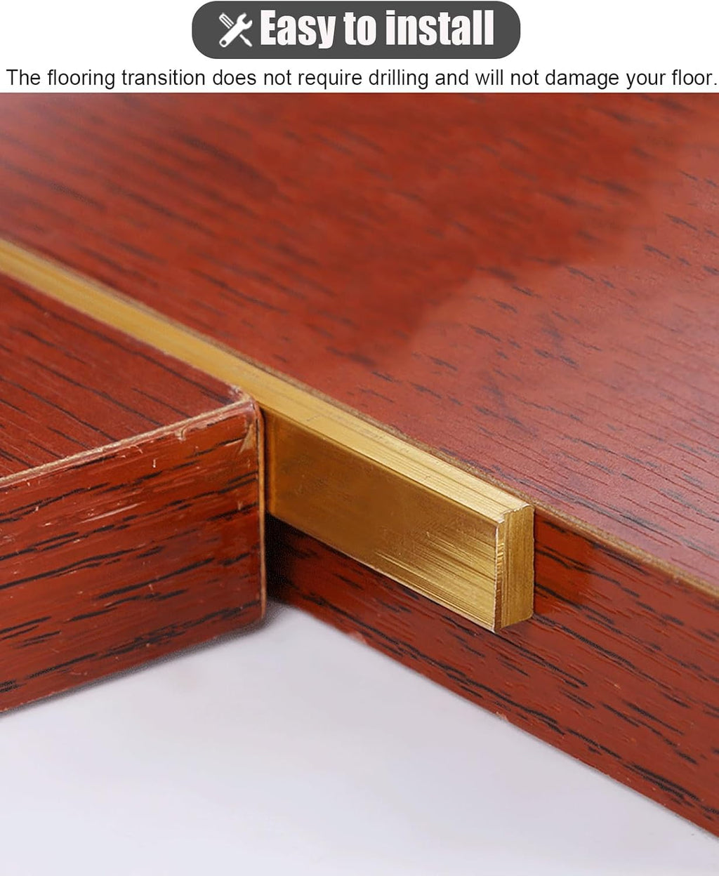 Floor Transition Strip Solid Brass Door Threshold Strips 1m, Flat Flooring Gap Cover Wood to Tile, Doorways Floor Joining Bar, Transition Edge Trim Strip,5mmx20mm(1/4' x3/4')