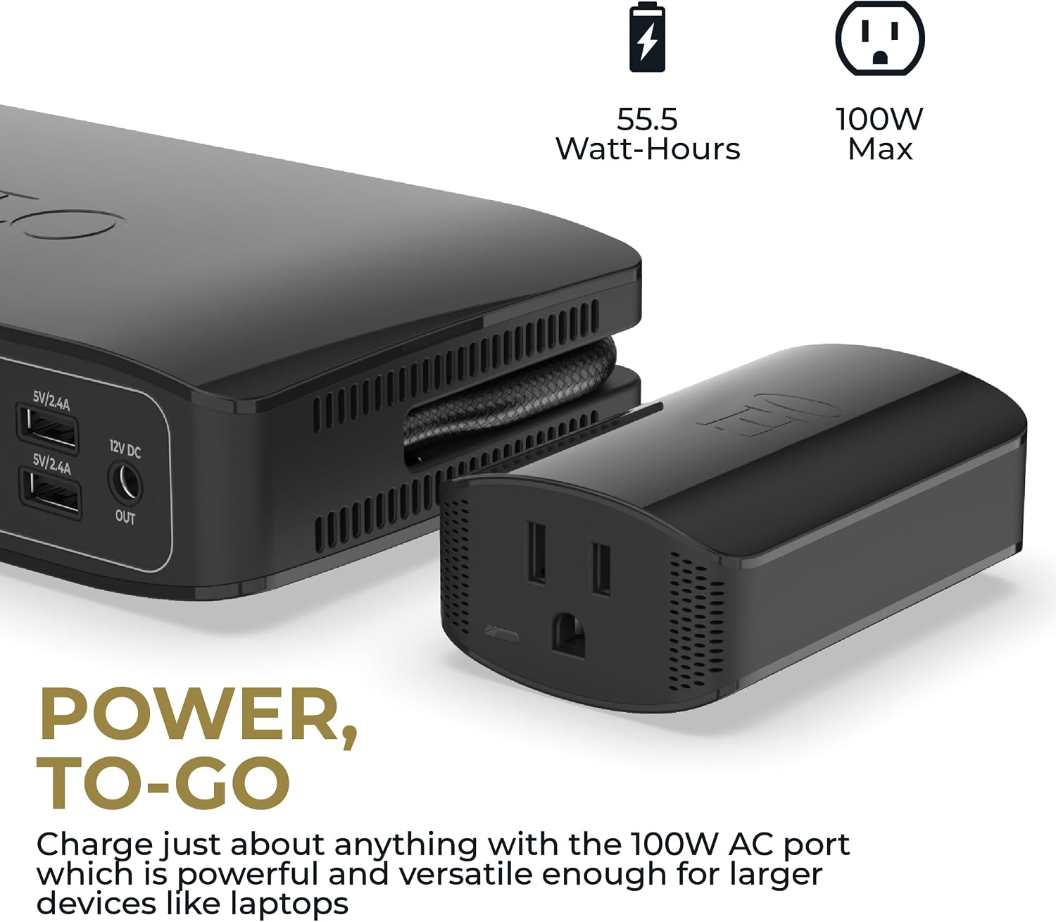 HALO Bolt Air+ AC 55500 Portable Car Battery Jump Starter | 100 PSI Air Compressor, 55.5Wh USB Power Bank with AC Outlet, Emergency Floodlight & Charger, Jump Cars SUVs & Trucks, Inflate Tires — Black