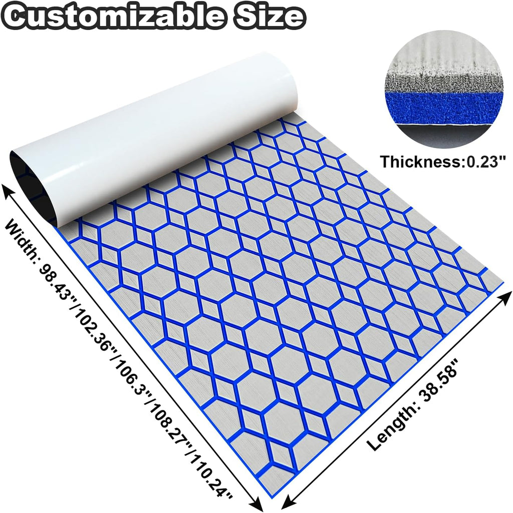 KT GuoMei110.24 X47.24 EVA Boat Flooring Diamonds and Hexagons Self-Adhesive Boat Decking Non-Skid mat for Decorate Yacht Pool etc