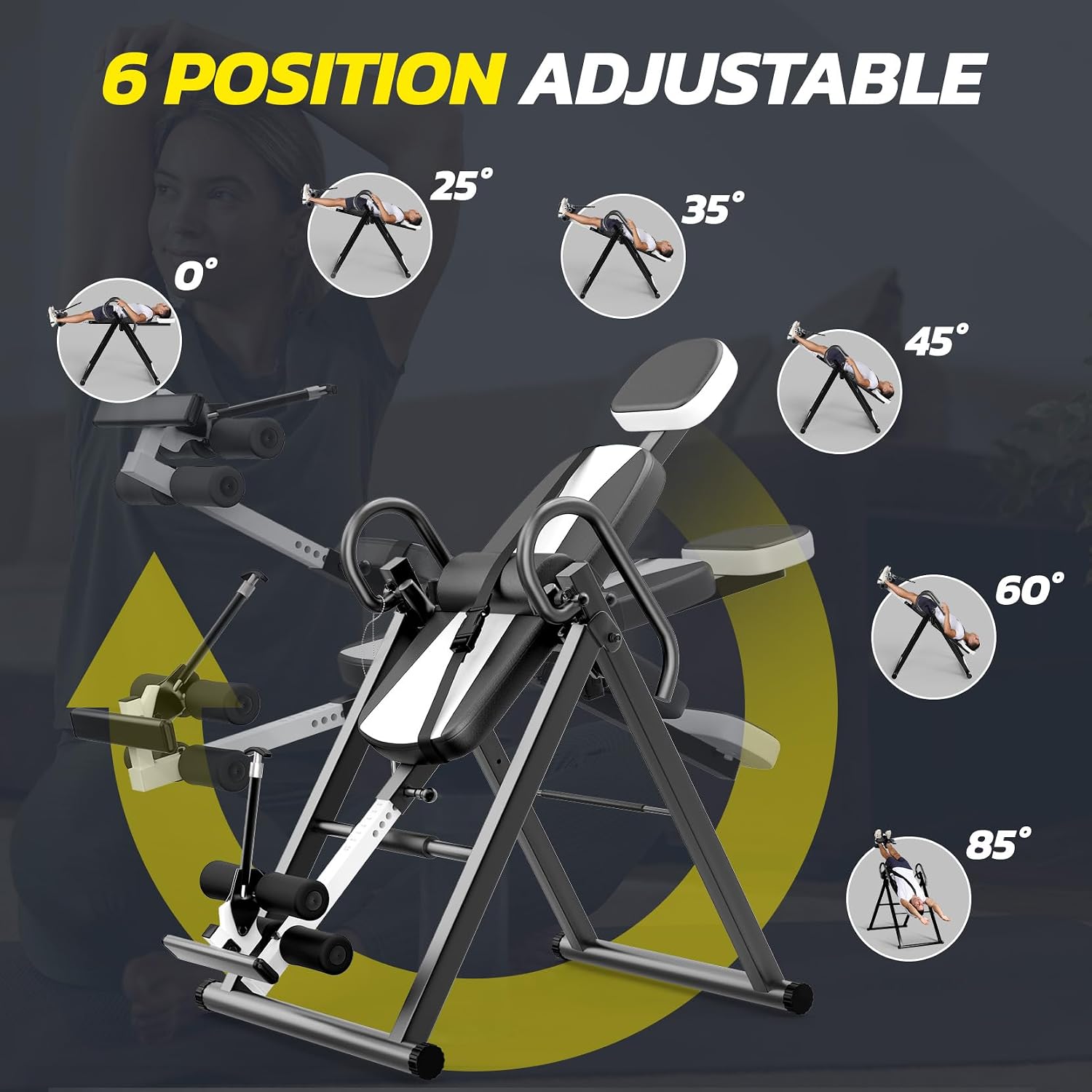 YOLEO Gravity Inversion Table for Back Pain Relief 2026 New Inversion Table w/Lumbar Support Easy to Assemble Back Stretcher Machine 300 lbs
