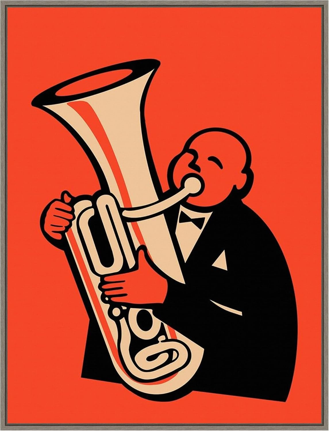 Amanti Art Framed Canvas Wall Art 30x23 The Tuba by Mark Rogan, Framed Wall Art Canvas, Music Artwork, Country Rustic Decor, Large Poster Painting for Living Room, Bedroom, Bathroom, Kitchen, Office