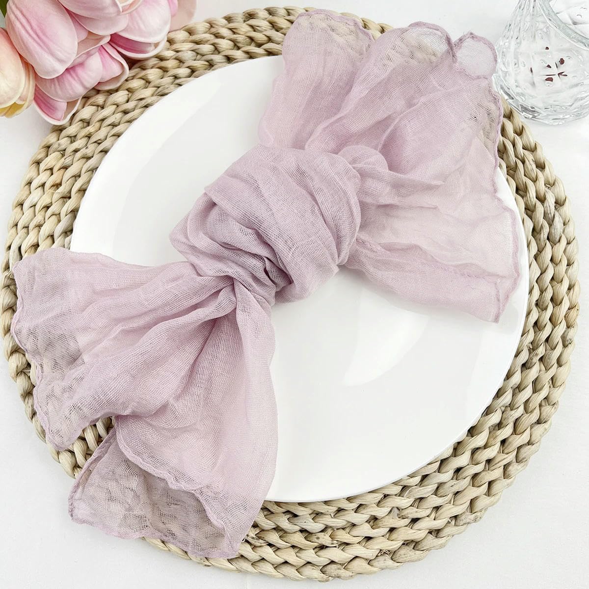 100pcs 50x50cm Rustic Gauze Napkins, Soft Cotton Table Settings for Dinner, Weddings, Events, Hotel Decor (100PCS, sage Green)