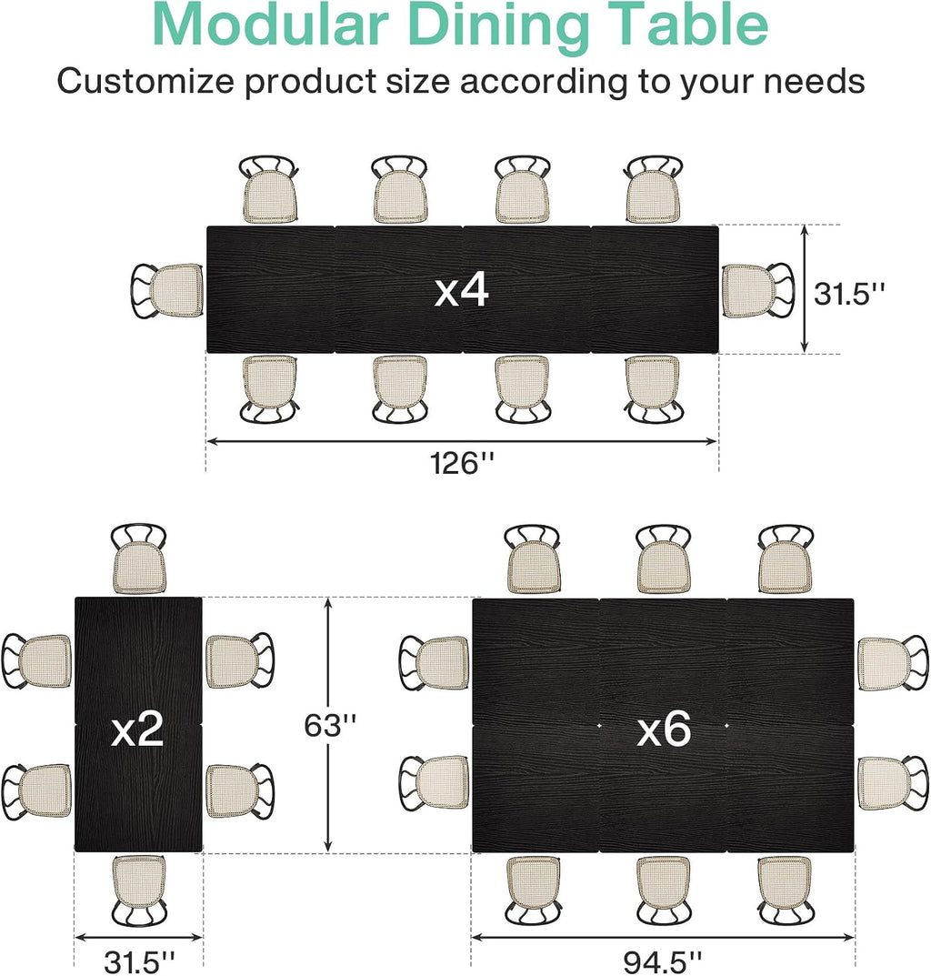 Tribesigns Square Commercial Dining Table Set of 4, 31.5' Heavy Duty Dinner Table with Metal Base, Wooden Kitchen Table for Restaurant, Cafe, Bakery, School, Apartment, Black