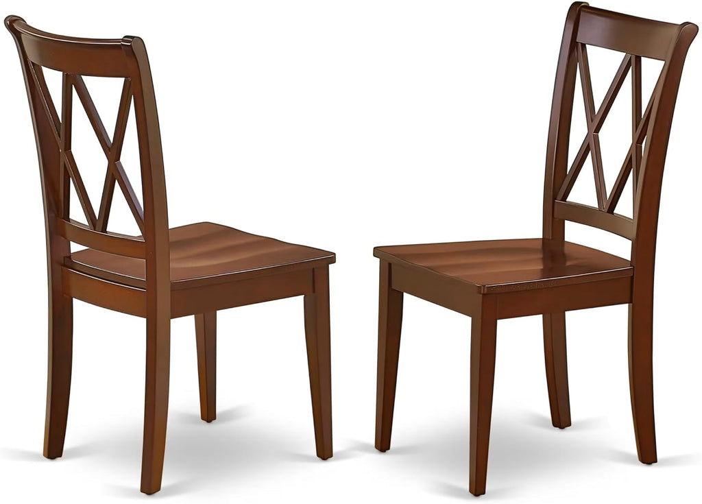 East West Furniture ANCL5-MAH-W 5 Piece Dining Table Set for 4 Includes a Round Kitchen Table with Pedestal and 4 Kitchen Dining Chairs, 36x36 Inch, Mahogany