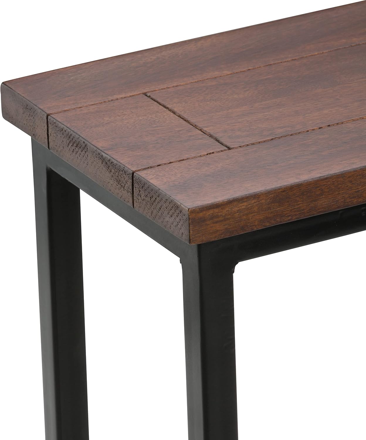 SIMPLIHOME Skyler C-Side Table - 18' Wide x 24' High Solid Mango Wood and Metal Slide-Under Table in Dark Cognac Brown, Industrial Accent Table or End Table for Living Room with Open Frame, Assembled
