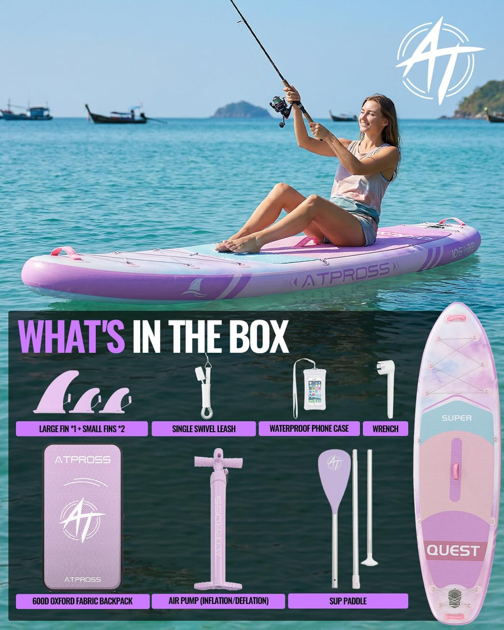 10'6''x33''Inflatable Stand Up Paddle Board, 400lbs Extra Wide Stand Up Paddleboard with Kayak Seat, Anti-Slip EVA Deck Premium SUP Accessories Kit, Non-Slip Stable Deck Boat