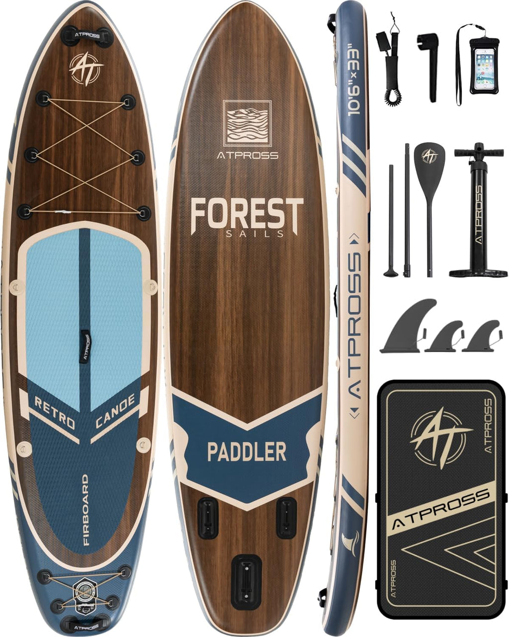 10'6''x33''Inflatable Stand Up Paddle Board, 400lbs Extra Wide Stand Up Paddleboard with Kayak Seat, Anti-Slip EVA Deck Premium SUP Accessories Kit, Non-Slip Stable Deck Boat