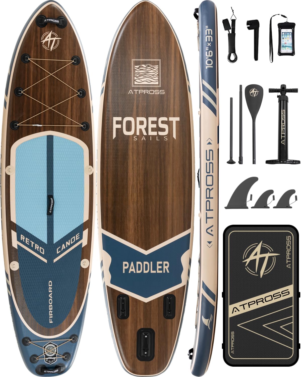 10'6''x33''Inflatable Stand Up Paddle Board, 400lbs Extra Wide Stand Up Paddleboard with Kayak Seat, Anti-Slip EVA Deck Premium SUP Accessories Kit, Non-Slip Stable Deck Boat