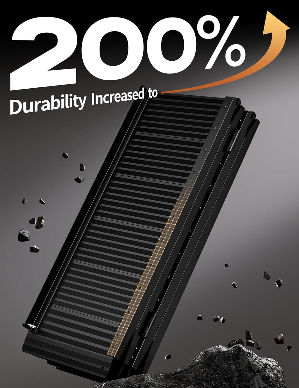 Black Aluminum Ramp 6FT with Sopport Legs, with Non-Slip Surface Wheelchair Ramp, Folding Portable Wheelchair Ramps for Home Steps,Scooter Ramp for Car, Stairs, Doorways, 800 LBS Weight Capacity