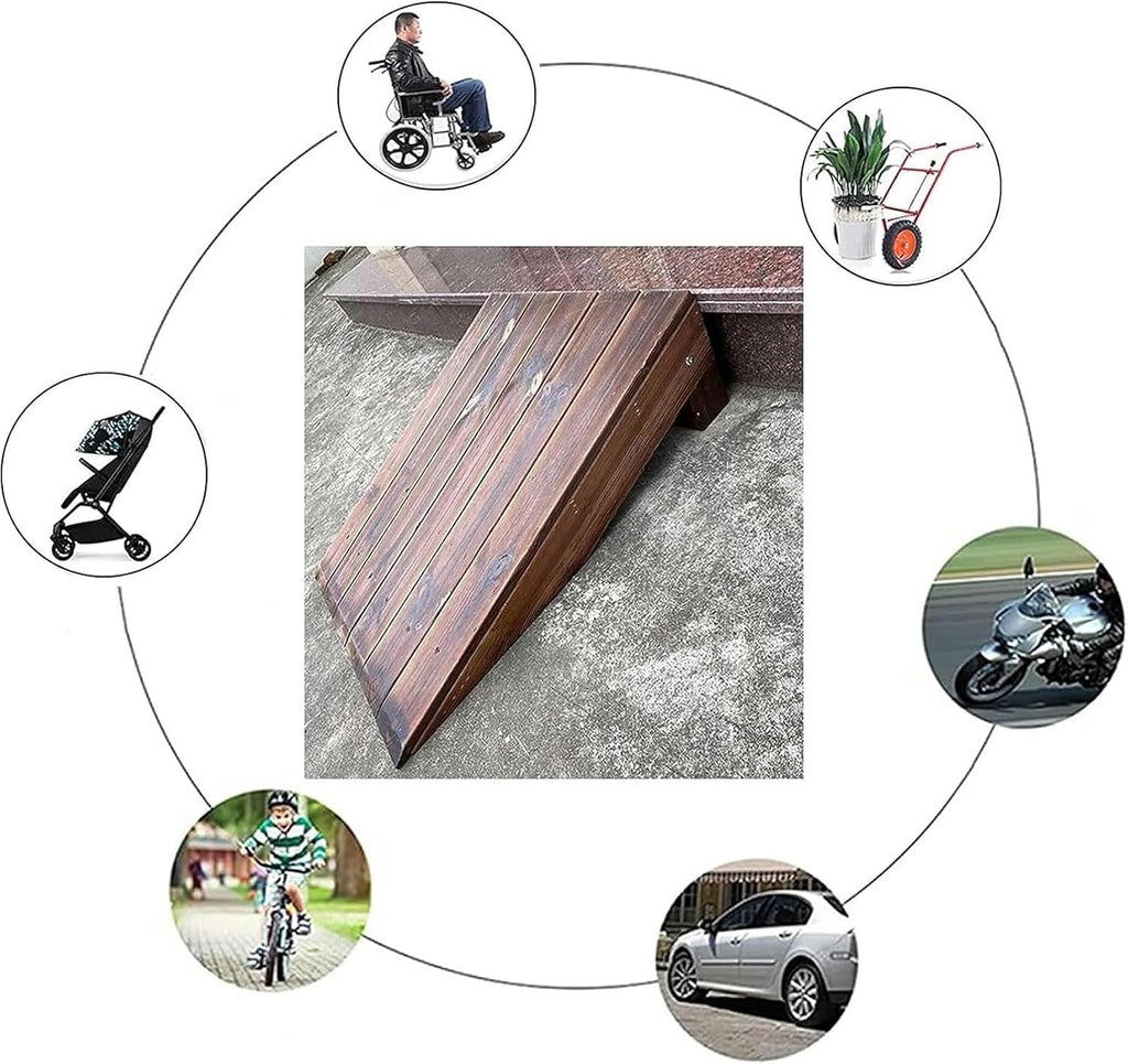 Threshold Ramp, 4/7/8/10inch Rise Wooden Threshold Ramps for Doorways, Non Slip Curb Ramp for Elderly/Disabled Entryway Ramp Wheelchair Ramp