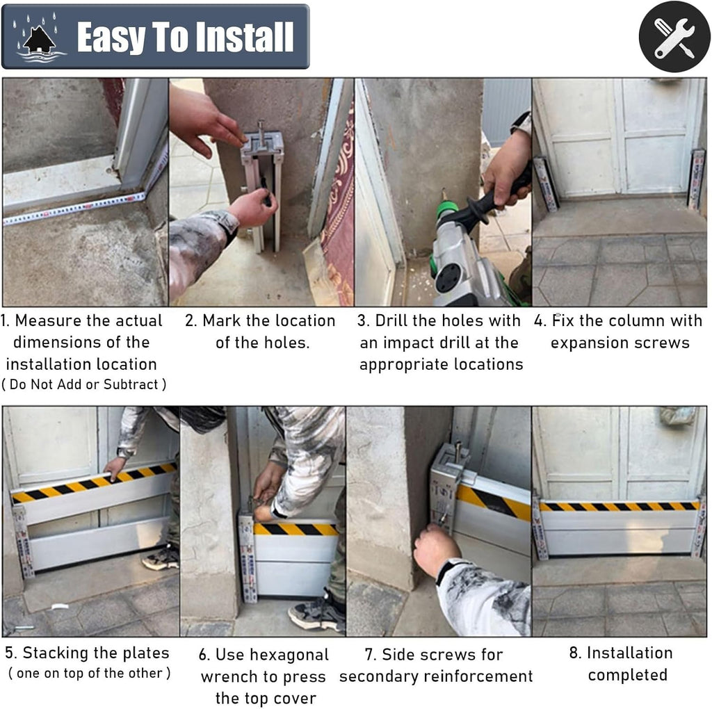 LXLZYXSF Custom Removable Water Blocker for Flooding, Flood Prevention Barrier Heavy Duty Aluminum Reusable, Doorways Flood Defense Panels Modular Units