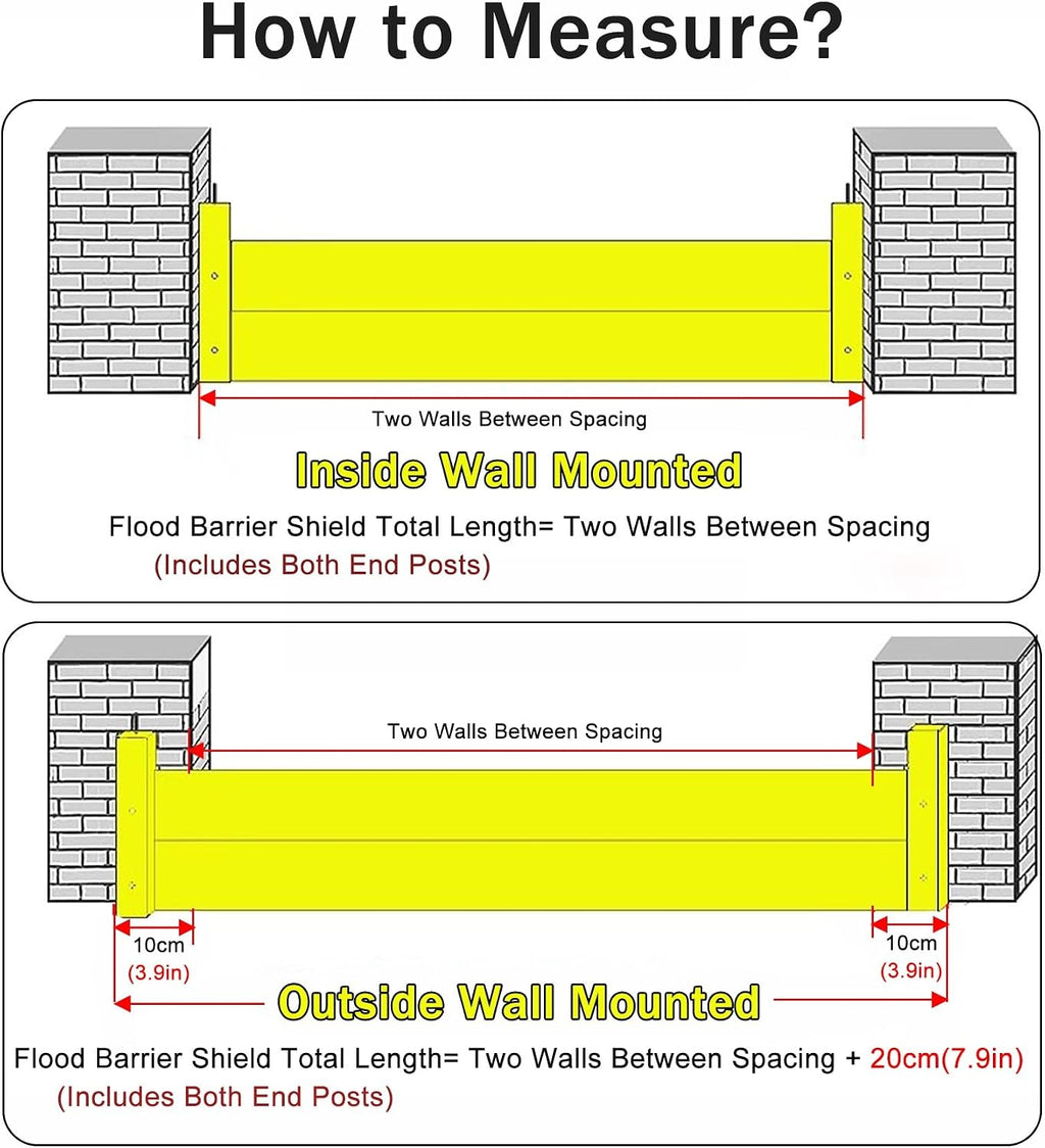 Detachable Flood Barrier Threshold Kits for Doorway, Hotel/Supermarket/Restaurant Aluminum Water Stopper Shield Reuseable, Inside Outside Wall Mount,H 15.7in (40cm)-L 1.5ft(46cm)