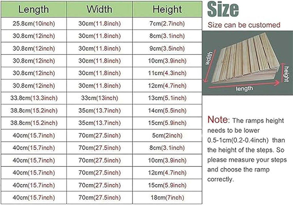 Handicap Ramps Portable Curb Ramps Wheelchairs Threshold Ramps for Doorways Heavy Duty Wood Entry Transition Ramp for Walkers Motorcycle Slip-Resistant