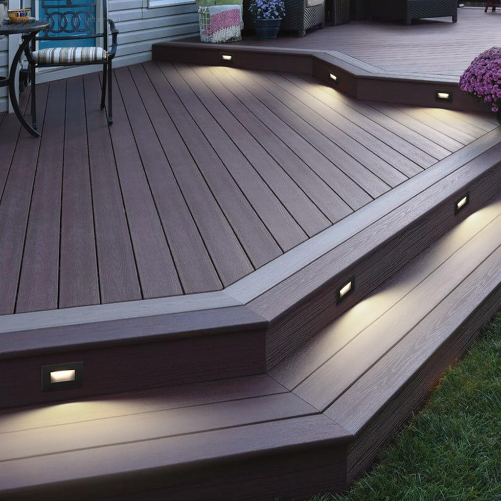 LEONLITE 12-Pack 5CCT 120V LED Step Lights, 3.5W 5%-100% Dimmable Stair Lights Indoor Outdoor Wet Location, CRI90, ETL, Aluminum, 150LM, Horizontal, 2700K/3000K/3500K/4000K/5000K, Black
